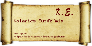Kolarics Eutímia névjegykártya